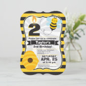 uitnodiging om bijen te Birthday (Staand voorkant)