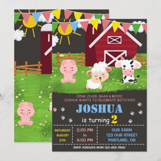 Uitnodiging om boerderij te verjaarden (Voorkant / Achterkant)