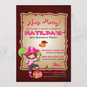 Uitnodiging om Cute Pirate Birthday te personalise