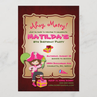 Uitnodiging om Cute Pirate Birthday te personalise
