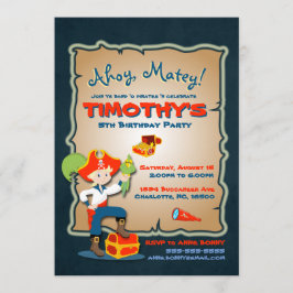 Uitnodiging om Cute Pirate Birthday te personalise