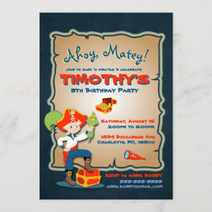 Uitnodiging om Cute Pirate Birthday te personalise