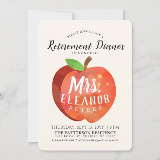 Uitnodiging om de Apple Retirement Mint (Voorkant)