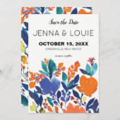 Uitnodiging om de datum te redden met levendige bl (Voorkant / Achterkant)