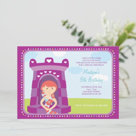 Uitnodiging om de verjaardag van het kasteel van R (Staand voorkant)