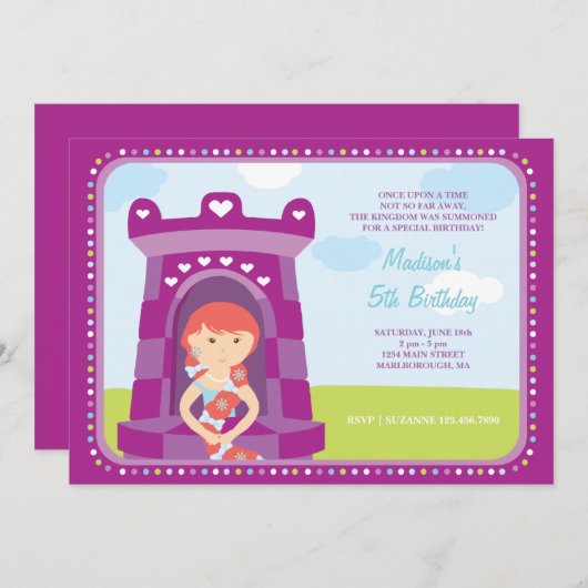 Uitnodiging om de verjaardag van het kasteel van R (Voorkant / Achterkant)