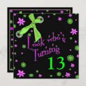 Uitnodiging om de verjaardag van meisjes te vieren (Voorkant / Achterkant)