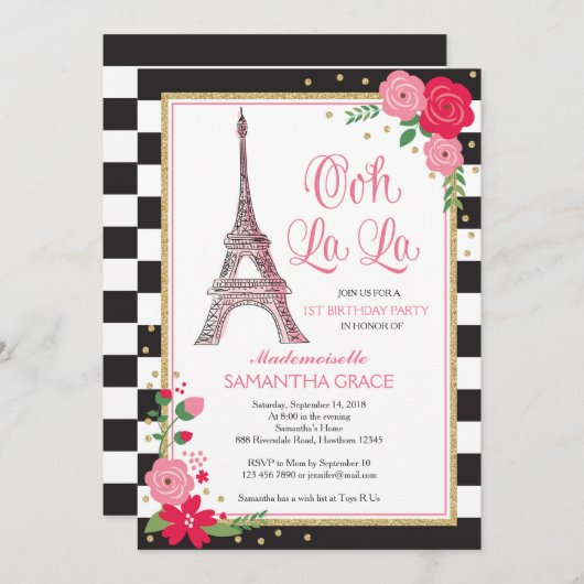 Uitnodiging om de verjaardag van Parijs te vieren  (Voorkant / Achterkant)