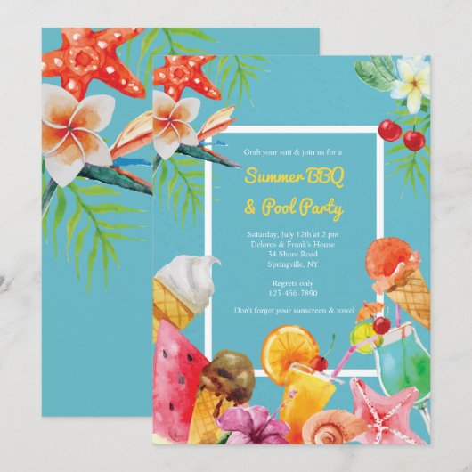 Uitnodiging om de zomer te vieren (Voorkant / Achterkant)