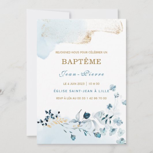 Uitnodiging om een baptême in te schakelen (Voorkant)