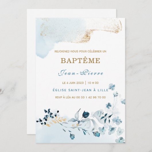 Uitnodiging om een baptême in te schakelen (Voorkant / Achterkant)