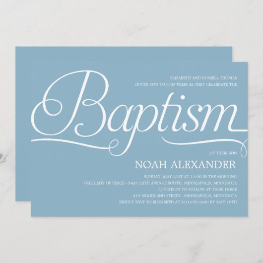 Uitnodiging om een edele Script-baptisme uit te vo (Voorkant / Achterkant)