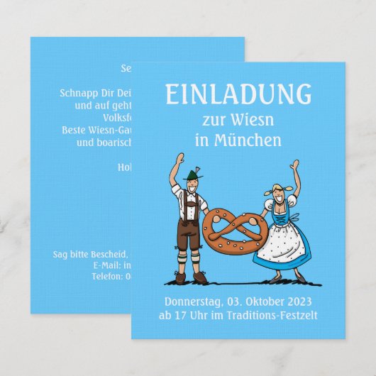 Uitnodiging om FESTIVAL München Couple Pretzel (Voorkant / Achterkant)