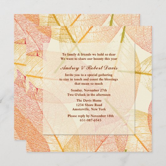 Uitnodiging om geperste bladeren (Voorkant / Achterkant)