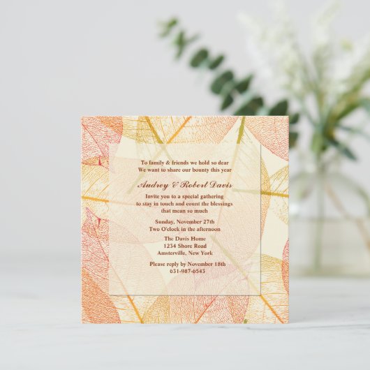 Uitnodiging om geperste bladeren (Staand voorkant)