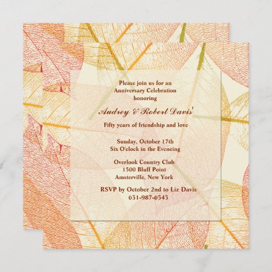 Uitnodiging om geperste bladeren (Voorkant / Achterkant)