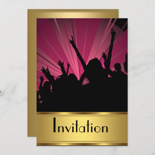 Uitnodiging om het even welk partijgoud en Partij (Voorkant / Achterkant)