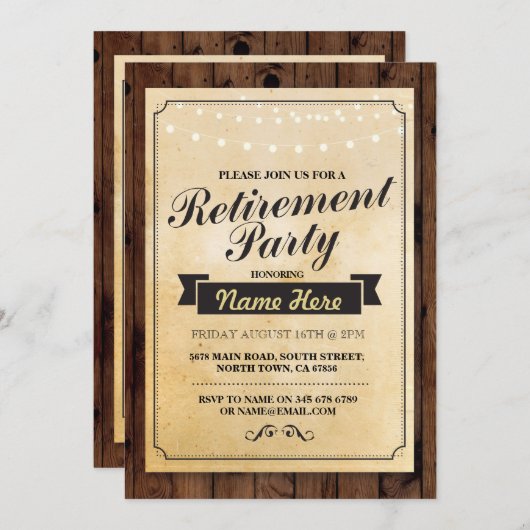 Uitnodiging om het hout van de Pensioenpartij te v (Voorkant / Achterkant)