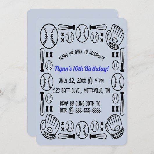 Uitnodiging om honkbal uit te geven (Voorkant / Achterkant)