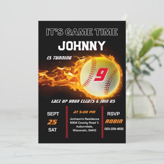 Uitnodiging om honkbal uit te geven (Staand voorkant)