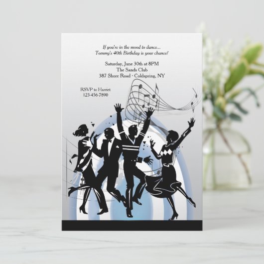 Uitnodiging om mee te dansen op de muziek (Staand voorkant)