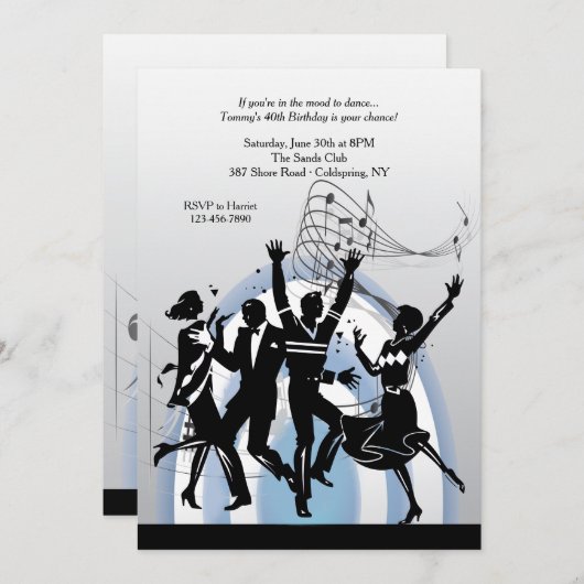 Uitnodiging om mee te dansen op de muziek (Voorkant / Achterkant)