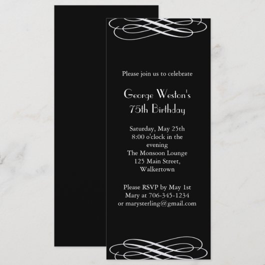 Uitnodiging om middernacht verjaardag (zwart) (Voorkant / Achterkant)