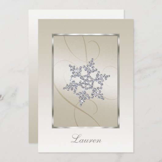 Uitnodiging om Mitzvah Crystal Snowflake (Voorkant / Achterkant)