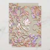 Uitnodiging om Mitzvah Multi "Embossed" Damask (Voorkant / Achterkant)