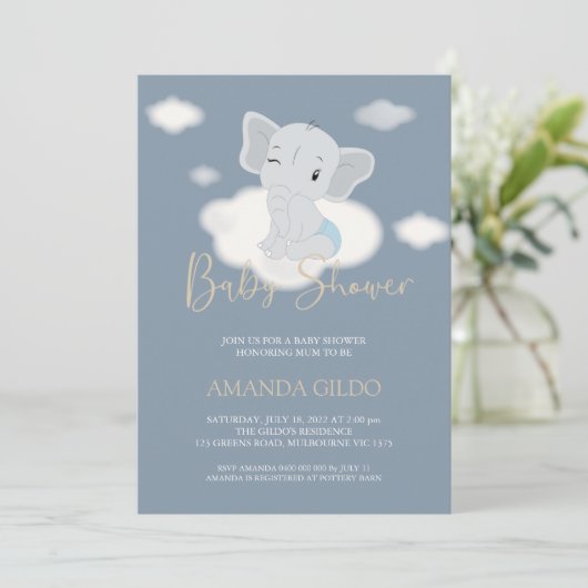 Uitnodiging om over het baby shower van de cloud t (Staand voorkant)