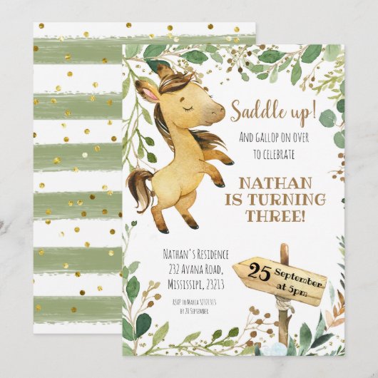 Uitnodiging om paarden op te zadelen (Voorkant / Achterkant)