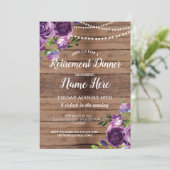 Uitnodiging om Paarse houten bloemen uit te nodige (Staand voorkant)