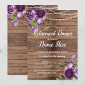 Uitnodiging om Paarse houten bloemen uit te nodige (Voorkant / Achterkant)