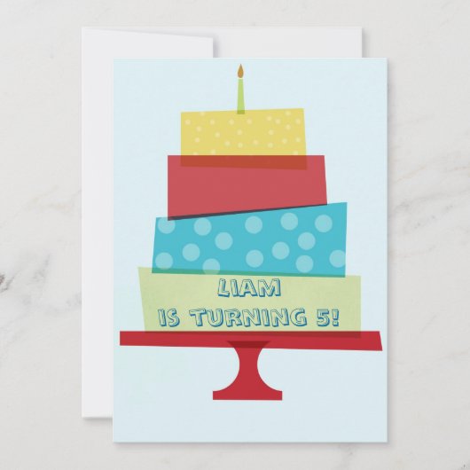 Uitnodiging om roodroos en blauwe Birthday Cake (Voorkant)