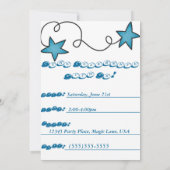 Uitnodiging om roodroos en blauwe Birthday Cake (Achterkant)