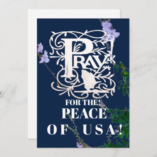 Uitnodiging om te bidden voor de vrede van de VS (Voorkant / Achterkant)