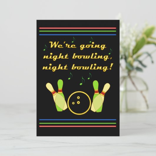 Uitnodiging om te gaan Night Bowling Neon Retro St (Staand voorkant)