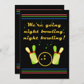 Uitnodiging om te gaan Night Bowling Neon Retro St (Voorkant / Achterkant)