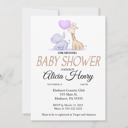 Uitnodiging om te Giraffes en te oogsten (Voorkant)