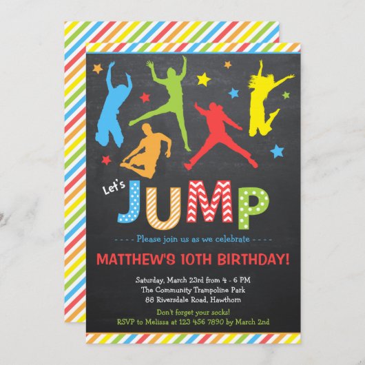 Uitnodiging om te springen/Trampoline-uitnodiging  (Voorkant / Achterkant)