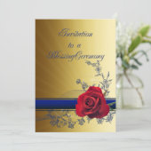 Uitnodiging om te zinken met een rode roos van lie (Staand voorkant)