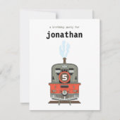 Uitnodiging om verjaardag van kinderen - Trein (Voorkant)