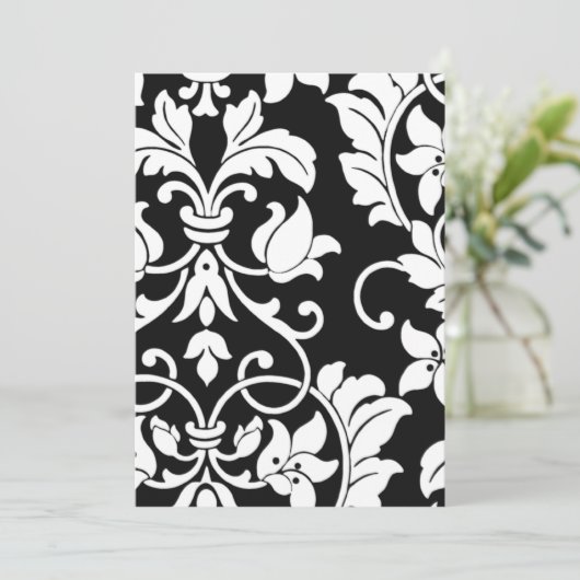 Uitnodiging om zwart Mitzvah en witte Damask (Staand voorkant)