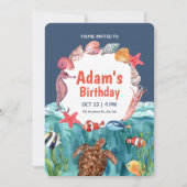 Uitnodiging Onder de Zee, Verjaardagsfeestje Ocean (Voorkant)