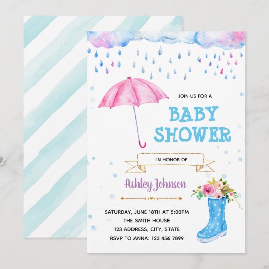 Uitnodiging onder het thema douche in april (Voorkant / Achterkant)