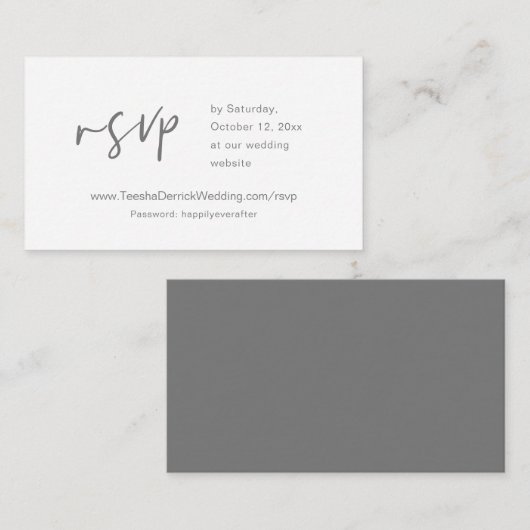 Uitnodiging online RSVP, bruiloft Website kaart (Voorkant / Achterkant)