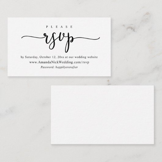 Uitnodiging online RSVP, Wedding Website Kaart (Voorkant / Achterkant)