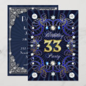 Uitnodiging op 33e verjaardagsdag met massa's juwe (Voorkant / Achterkant)
