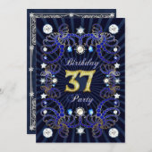 Uitnodiging op 37e verjaardagsfeestje met massa's  (Voorkant / Achterkant)