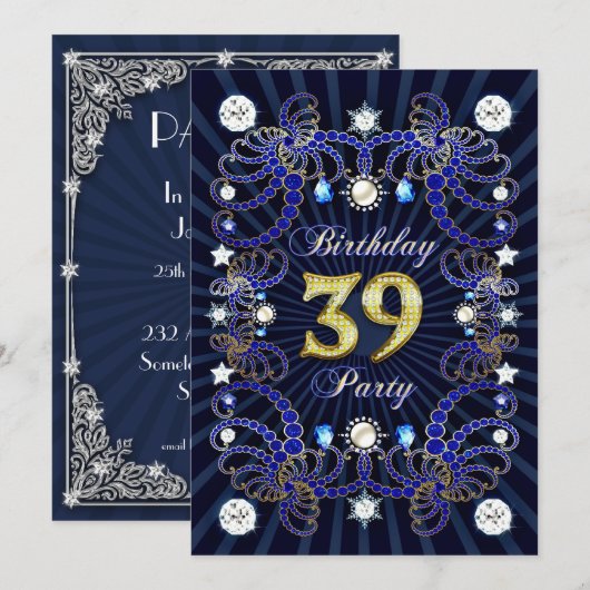 Uitnodiging op 39e verjaardag met een groot aantal (Voorkant / Achterkant)